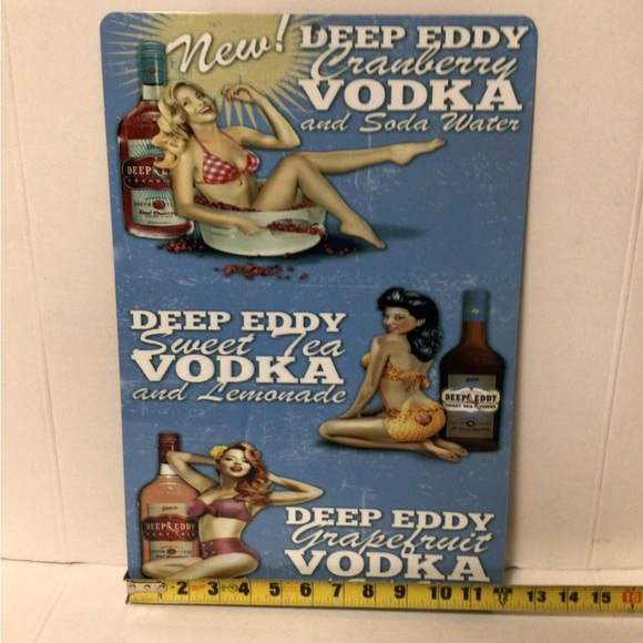 Deep Eddy Vodka Pin Up Girls Logo Metal Tin Liquor display wall sign - Picture 2 of 5